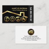 スタイリッシュ金ゴールドツール黒いグレーレイヤ 名刺 (正面/裏面)