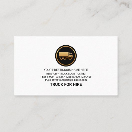 スタイリッシュ金ゴールドトラックフレーム貨物輸送機 名刺 (裏面)