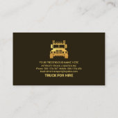 スタイリッシュ金ゴールドトラックフレーム貨物運搬 名刺 (裏面)