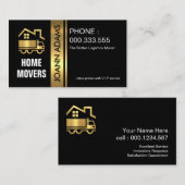 スタイリッシュ金ゴールドトラック引越し業者 名刺 (正面/裏面)