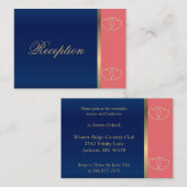 スタイリッシュ金ゴールドハートオンCoral and Navy Blue エンクロージャーカード (正面/裏面)