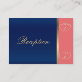 スタイリッシュ金ゴールドハートオンCoral and Navy Blue エンクロージャーカード