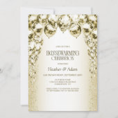 スタイリッシュ金ゴールドバルーン引っ越し祝いパーティーパーティー 招待状 (正面)