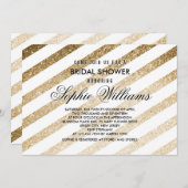 スタイリッシュ金ゴールドフェイクグリッターブライダルシャワー招待 招待状 (正面/裏面)