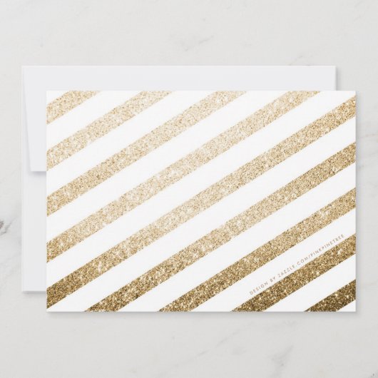 スタイリッシュ金ゴールドフェイクグリッターベビーシャワー招待状 招待状 (裏面)