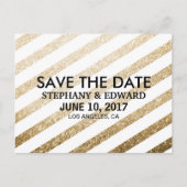 スタイリッシュ金ゴールドフェイクグリッター日付はがきを保存 案内ポストカード (正面)