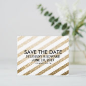 スタイリッシュ金ゴールドフェイクグリッター日付はがきを保存 案内ポストカード (スタンド正面)