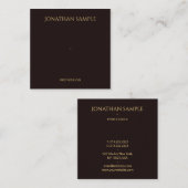 スタイリッシュ金ゴールドフェイク文字ブラックベルベットモダン スクエア名刺 (正面/裏面)