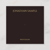 スタイリッシュ金ゴールドフェイク文字ブラックベルベットモダン スクエア名刺 (正面)