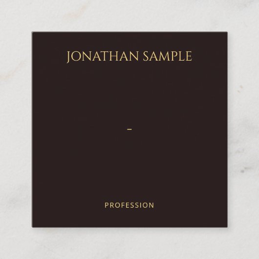 スタイリッシュ金ゴールドフェイク文字ブラックベルベットモダン スクエア名刺 (正面)