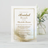 スタイリッシュ金ゴールドフェザーブライダルブランチ 招待状 (スタンド正面)