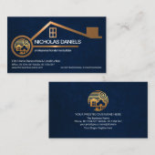 スタイリッシュ金ゴールドホームブルーグランジテクスチャマン 名刺 (正面/裏面)