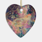 スタイリッシュ金ゴールドマカラフルダラ水彩星雲 セラミックオーナメント (右)