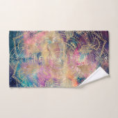 スタイリッシュ金ゴールドマカラフルダラ水彩星雲 バスタオルセット (ハンドタオル)