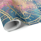 スタイリッシュ金ゴールドマカラフルダラ水彩星雲 ラッピングペーパー (ロールコーナー)