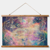 スタイリッシュ金ゴールドマカラフルダラ水彩星雲 吊り下げ型タペストリー (正面)