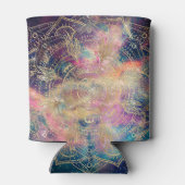 スタイリッシュ金ゴールドマカラフルダラ水彩星雲 缶クーラー (裏面)