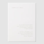 スタイリッシュ金ゴールドミニマ結婚リスト ベラム紙招待状 (正面)