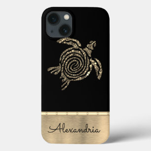 スタイリッシュ金ゴールドモザイク亀 iPhone 13ケース