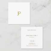 スタイリッシュ金ゴールドモダンモノグラムプロフェッショナルテンプレート スクエア名刺 (正面/裏面)