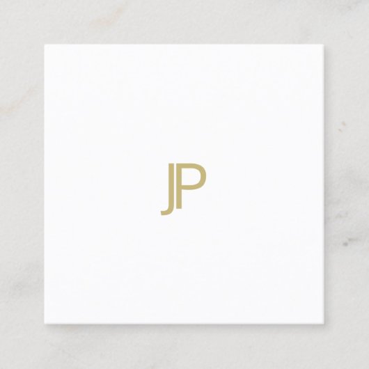 スタイリッシュ金ゴールドモダンモノグラムプロフェッショナルテンプレート スクエア名刺 (正面)