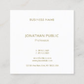 スタイリッシュ金ゴールドモダンモノグラムプロフェッショナルテンプレート スクエア名刺 (裏面)