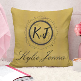 スタイリッシュ金ゴールドモノグラムの模様 クッション