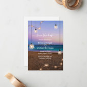 スタイリッシュ金ゴールドライトビーチ結婚式保存日 ノートカード (正面/裏面インサイチュ)