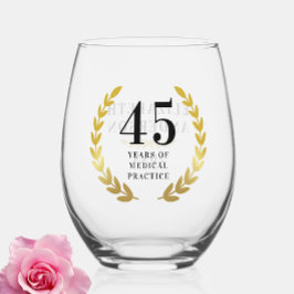 スタイリッシュ金ゴールドリース記念日の名前 ステムなしワイングラス