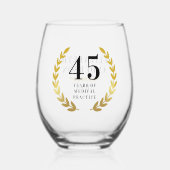 スタイリッシュ金ゴールドリース記念日の名前 ステムなしワイングラス (正面)