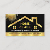 スタイリッシュ金ゴールドルーフ絵を描(ばちゃばちゃ)跳ねる 名刺 (正面)