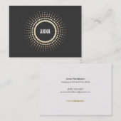 スタイリッシュ金ゴールド円のロゴ、デザモダンイナー、黒 名刺 (正面/裏面)
