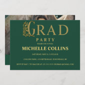 スタイリッシュ金ゴールド卒業招待状 招待状 (正面/裏面)