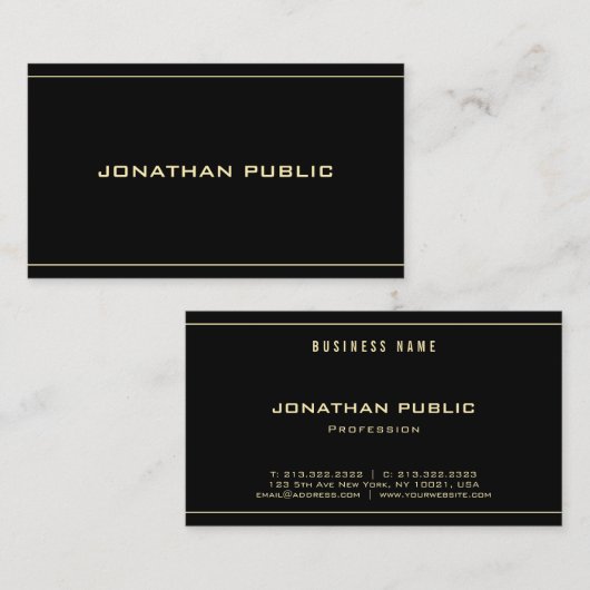 スタイリッシュ金ゴールド名文字モダンシンプルトレンディー 名刺 (正面/裏面)