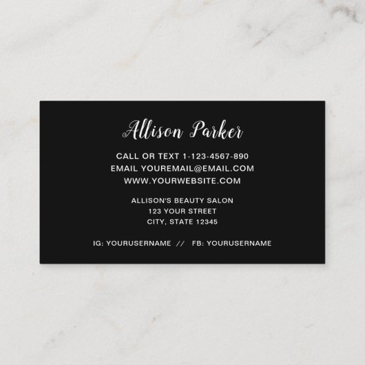 スタイリッシュ金ゴールド唇メイクアップアーティスト 名刺 (裏面)