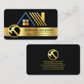 スタイリッシュ金ゴールド屋上デザイン建築屋根 名刺 (正面/裏面)