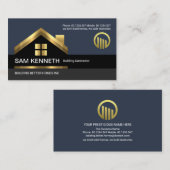 スタイリッシュ金ゴールド屋上建物建築ビルダ 名刺 (正面/裏面)