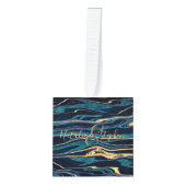 スタイリッシュ金ゴールド抽象芸術マルベ結婚ル化デザイン キューブオーナメント (正面)