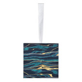 スタイリッシュ金ゴールド抽象芸術マルベ結婚ル化デザイン キューブオーナメント (右)