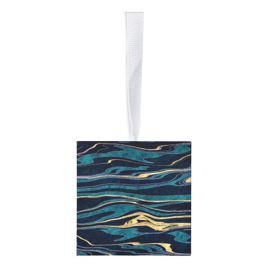 スタイリッシュ金ゴールド抽象芸術マルベ結婚ル化デザイン キューブオーナメント (右)