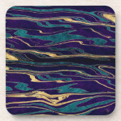 スタイリッシュ金ゴールド抽象芸術マ絵を描ル化画 コースター (正面)