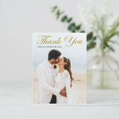 スタイリッシュ金ゴールド書カスタム道2写真ありがとう ポストカード (スタンド正面)