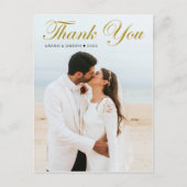 スタイリッシュ金ゴールド書カスタム道2写真ありがとう ポストカード (正面)