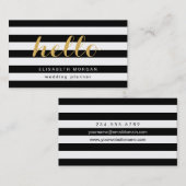 スタイリッシュ金ゴールド書道ハロー白黒ストライプー 名刺 (正面/裏面)