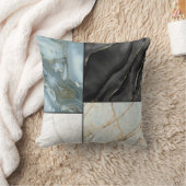 スタイリッシュ金ゴールド白黒の大理石のパターン クッション (ブランケット)