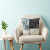 スタイリッシュ金ゴールド白黒の大理石のパターン クッション (椅子)