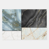 スタイリッシュ金ゴールド白黒の大理石のパターン ラッピングペーパーシート (正面3)