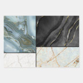 スタイリッシュ金ゴールド白黒の大理石のパターン ラッピングペーパーシート (正面2)