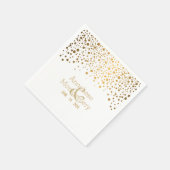 スタイリッシュ金ゴールド紙吹雪ドット(白) スタンダードカクテルナプキン (角)