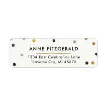 スタイリッシュ金ゴールド紙吹雪差出人住所ラベル